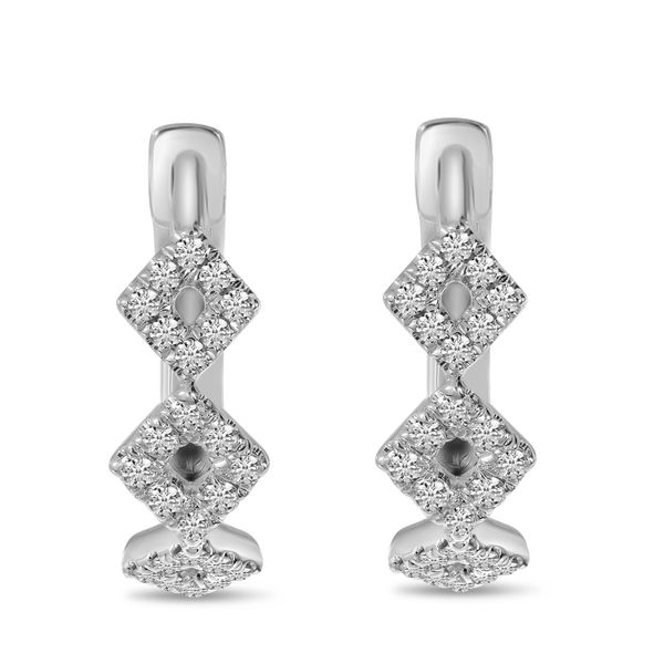 14K White Gold Diamond Geometric Hoop Earrings Image 2 Windham Jewelers Windham, ME