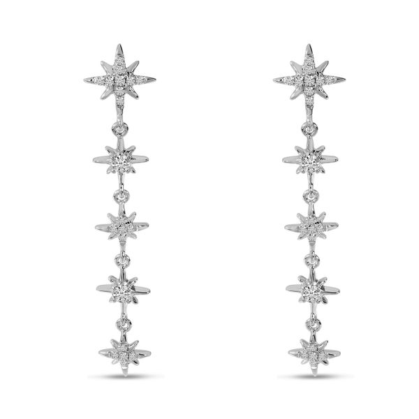 14K White Gold Celestial Diamond Dangle Earrings Glatz Jewelry Aliquippa, PA
