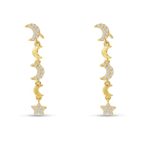 14K Yellow Gold Star & Moon Diamond Dangle Earrings Lake Oswego Jewelers Lake Oswego, OR