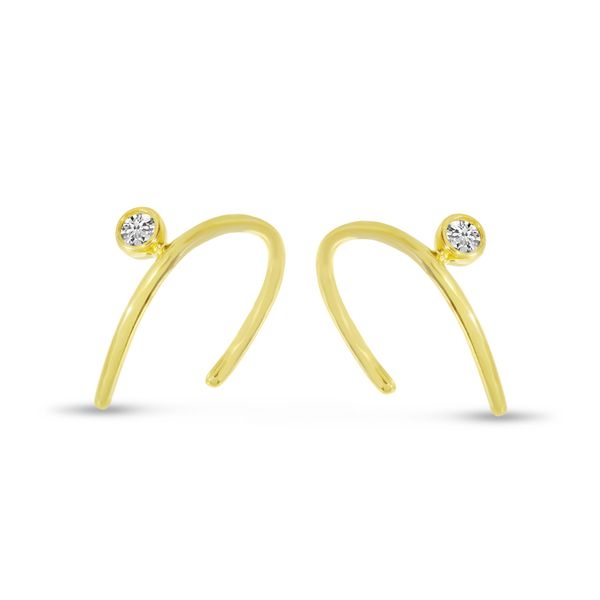 14K Yellow Gold Single Diamond Horseshoe Earrings Lennon's W.B. Wilcox Jewelers New Hartford, NY