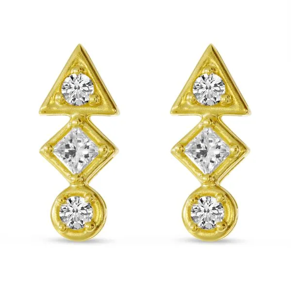 Diamond bar earrings yellow gold Clearance
