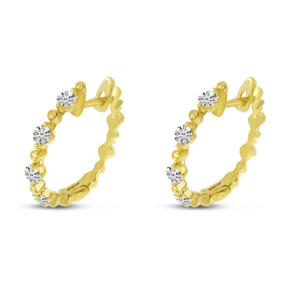 14K Yellow Gold Diamond Beaded Hoop Earrings Moseley Diamond Showcase Inc Columbia, SC