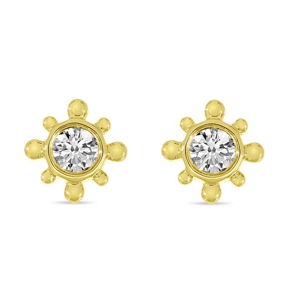 14K Yellow Gold Petite Diamond Beaded Stud Earrings Glatz Jewelry Aliquippa, PA