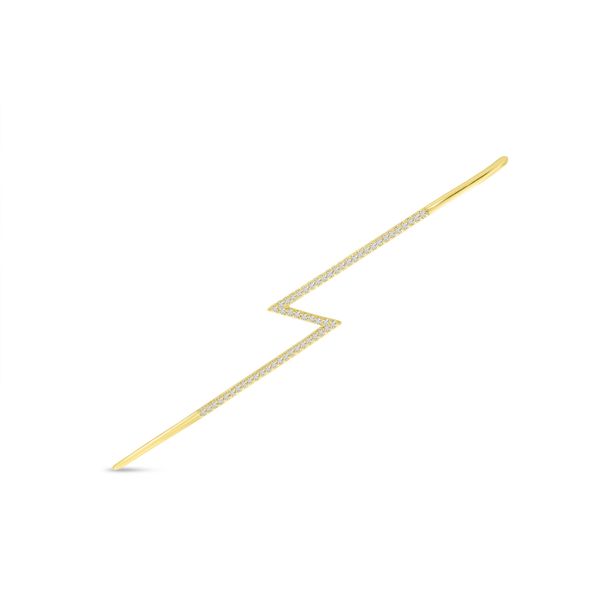 14K Yellow Gold Diamond Lightning Bolt Pin Earring Image 4 Castle Couture Fine Jewelry Manalapan, NJ