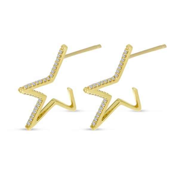 14K Yellow Gold Diamond Star Huggie Earrings Glatz Jewelry Aliquippa, PA