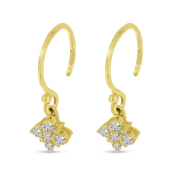 14K Yellow Gold J-Hook Diamond Dangle Earrings Windham Jewelers Windham, ME