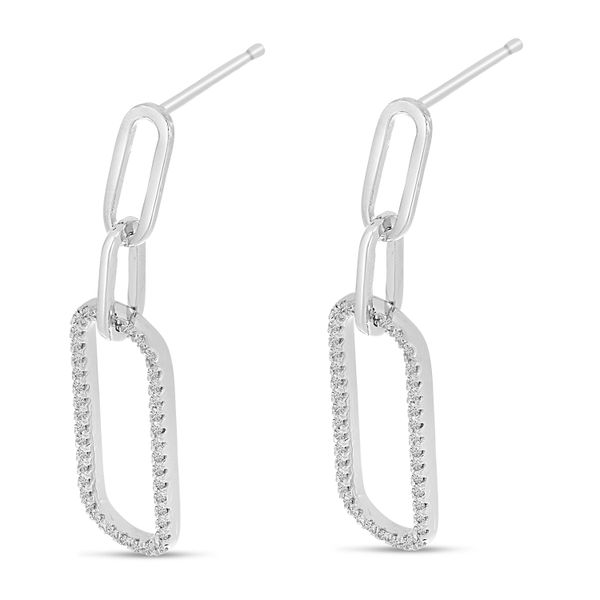 14K White Gold Diamond Paperclip Link Earrings Image 2 Castle Couture Fine Jewelry Manalapan, NJ