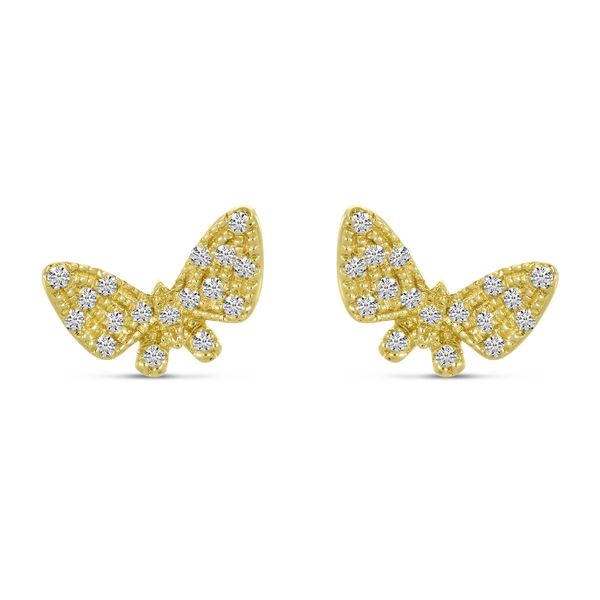 14K Yellow Gold Diamond Butterfly Stud Earrings Adler's Diamonds Saint Louis, MO