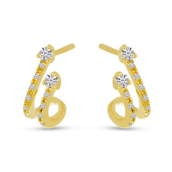 14K Yellow Gold Double Diamond Huggie Earrings Lake Oswego Jewelers Lake Oswego, OR