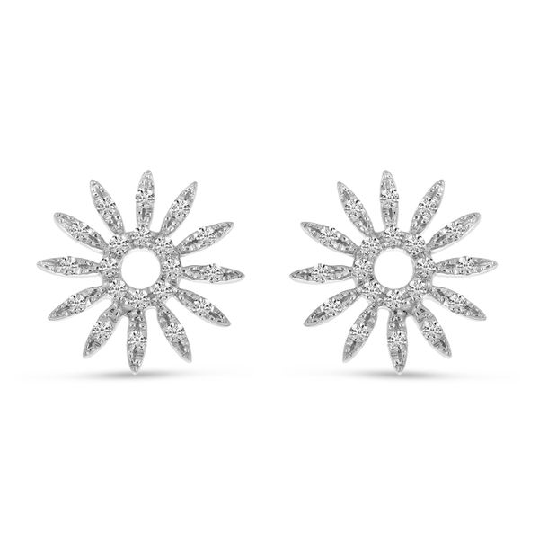 14K White Gold Diamond Sunburst Stud Earrings Marks of Design Shelton, CT