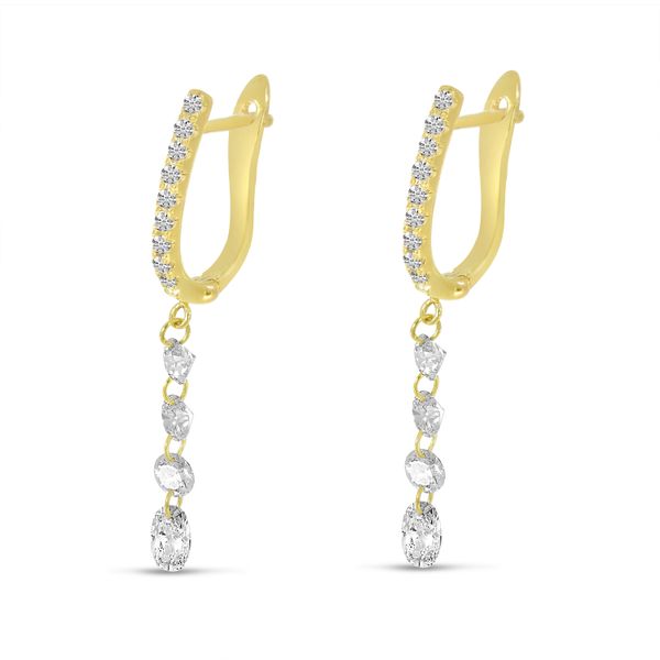 14K Yellow Gold Dashing Diamonds Round & Oval Drop Earrings Jimmy Smith Jewelers Decatur, AL