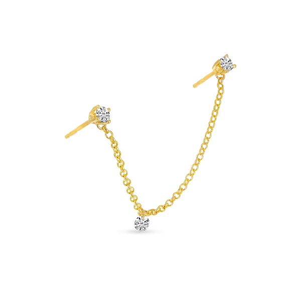 14K Yellow Gold Dashing Diamond Swinging Diamond Chain Single Earring Moseley Diamond Showcase Inc Columbia, SC