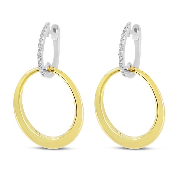 14K Yellow Gold Circle Diamond Huggie Earrings Glatz Jewelry Aliquippa, PA