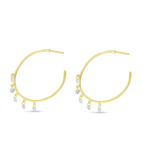 14K Yellow Gold Dashing Diamond 5-Stone Shaker Hoop Earrings Image 2 Glatz Jewelry Aliquippa, PA