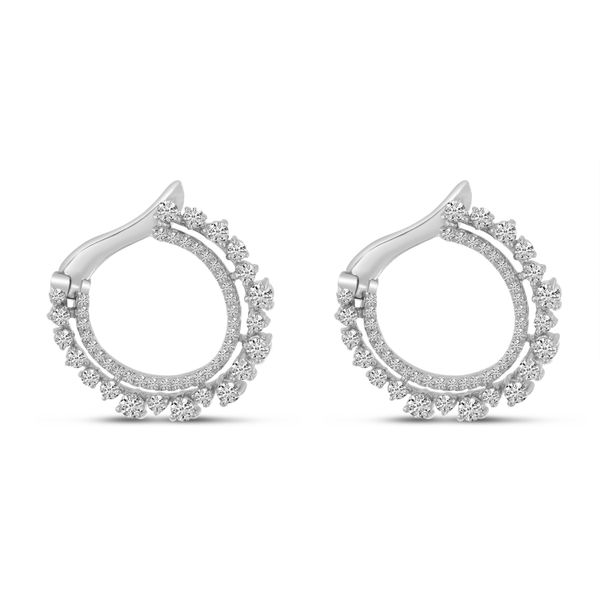 14K White Gold Scattered Diamonds Front Hoop Earrings Moseley Diamond Showcase Inc Columbia, SC