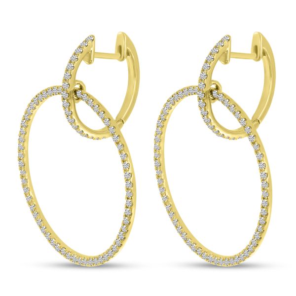 14K Yellow Gold Diamond Interlocking Circles Earrings Image 2 Segner's Jewelers Fredericksburg, TX