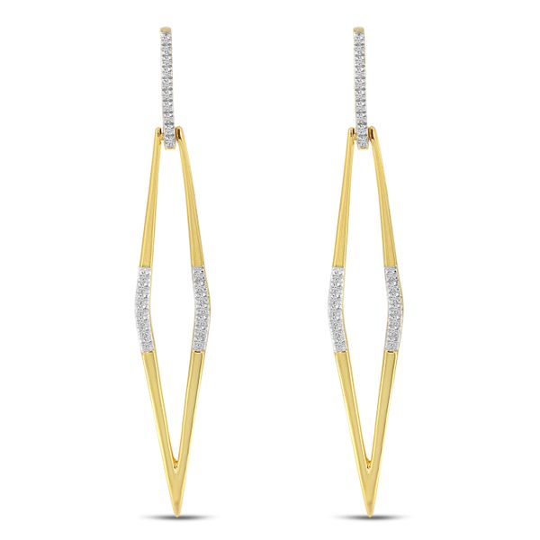 14K Yellow Gold Long Dangle Diamond Earrings Marks of Design Shelton, CT