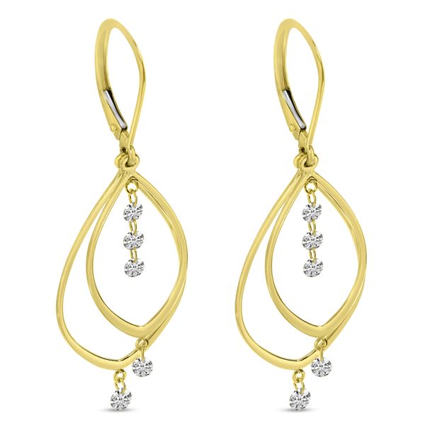 14K Yellow Gold Dashing Diamond Double Teardrop Earring Image 2 Glatz Jewelry Aliquippa, PA