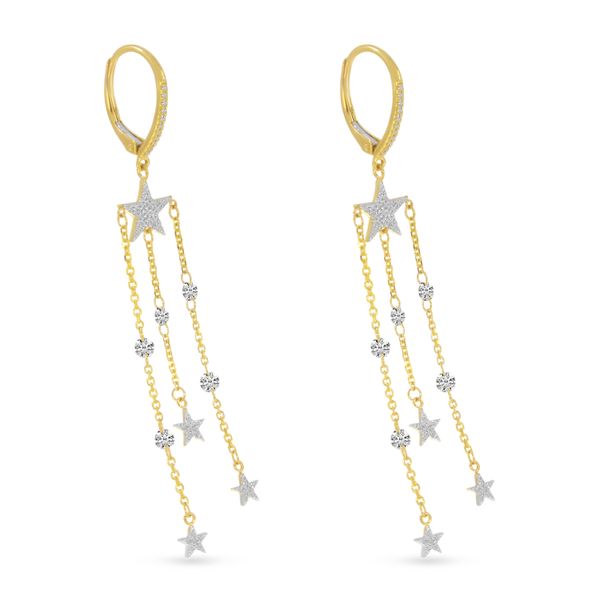 14K Yellow Gold Dashing Diamond Star Chandelier Earrings Image 2 The Jewelry Source El Segundo, CA
