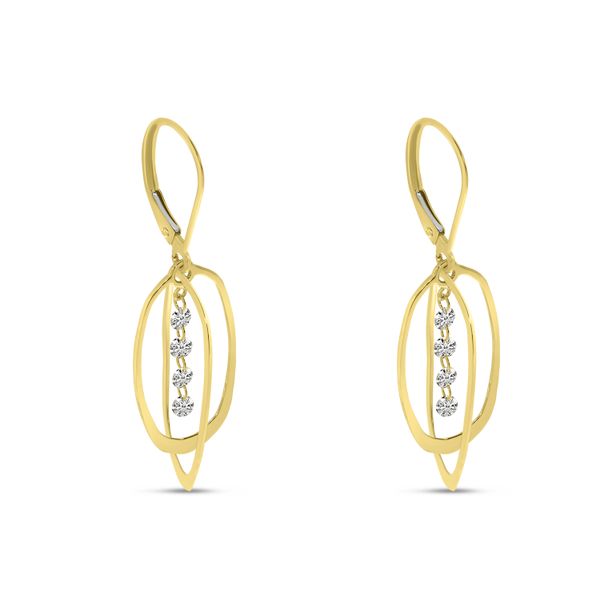 14K Yellow Gold Dashing Diamond Petite Oval 3D Earrings Image 2 Priddy Jewelers Elizabethtown, KY