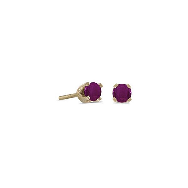 14k Yellow Gold Round Ruby Screw-back Stud Earrings Marks of Design Shelton, CT