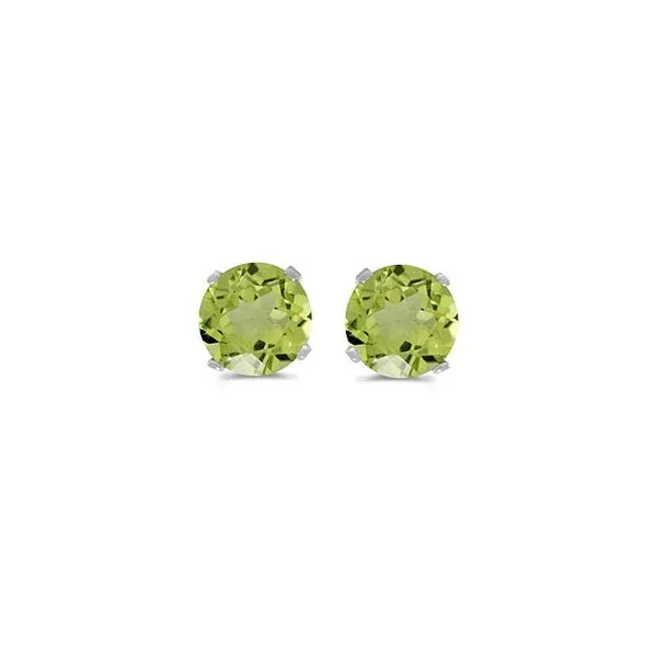 Round Peridot Diamond Halo Earrings 5mm White Gold