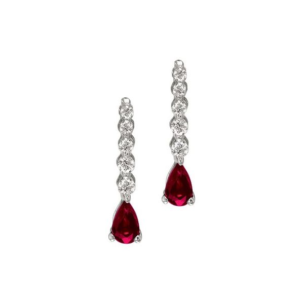 14K White Gold Graduated Diamond and Pear Ruby Drop Earrings LeeBrant Jewelry & Watch Co Sandy Springs, GA