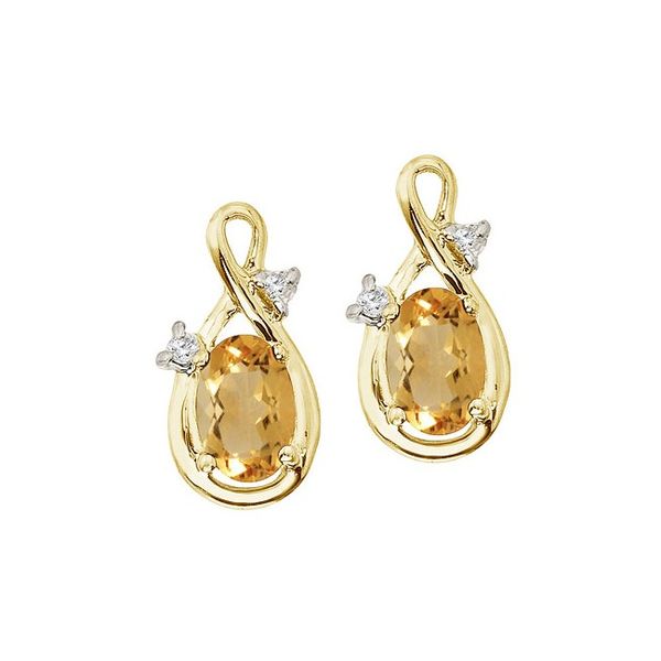 14K Yellow Gold Oval Citrine and Diamond Figure 8 Earrings Adler's Diamonds Saint Louis, MO