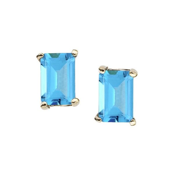 14K White Gold Emerald Cut Blue Topaz Earrings Segner's Jewelers Fredericksburg, TX