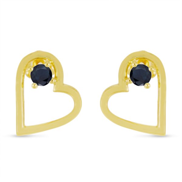 14K Yellow Gold Sapphire Open Heart Birthstone Earrings Lake Oswego Jewelers Lake Oswego, OR