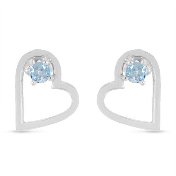 14K White Gold Aquamarine Open Heart Birthstone Earrings Adler's Diamonds Saint Louis, MO
