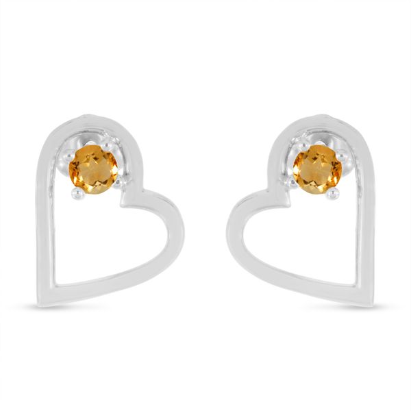 14K White Gold Citrine Open Heart Birthstone Earrings Adler's Diamonds Saint Louis, MO