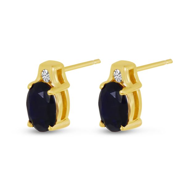 14K Yellow Gold Oval Sapphire & Diamond Precious Stud Earrings Windham Jewelers Windham, ME