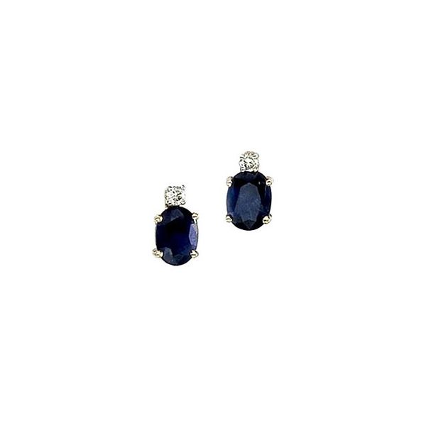 14K Yellow Gold Oval Sapphire and Diamond Earrings E602109 Jimmy