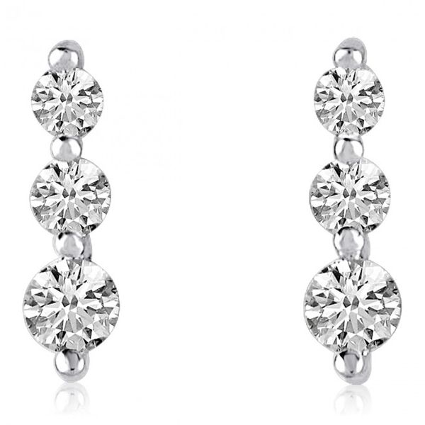 14K White Gold Graduated Three Stone 1 Ct Diamond Earrings Adler's Diamonds Saint Louis, MO