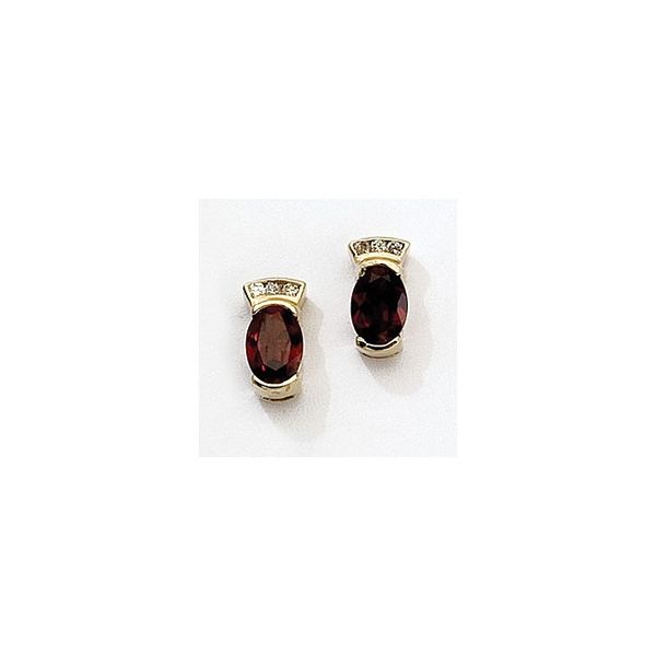 14K Yellow Gold Oval Garnet and Diamond Earrings Glatz Jewelry Aliquippa, PA