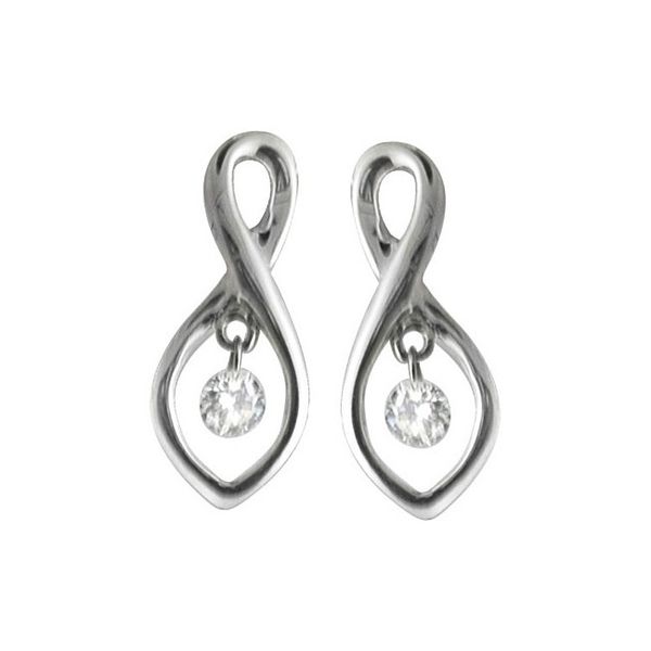 14K White Gold Diamond Dashing Diamonds Earrings Marks of Design Shelton, CT