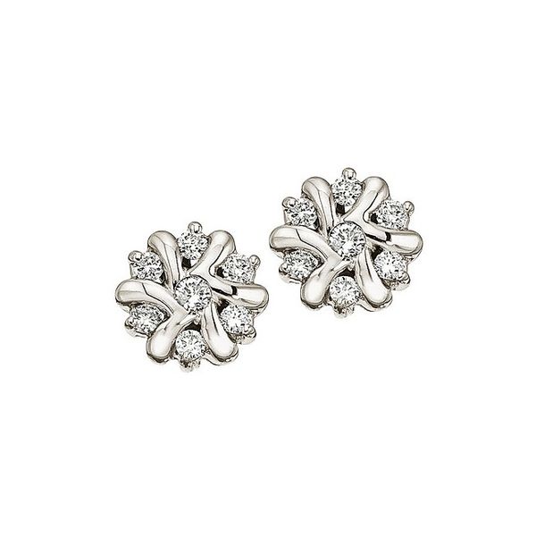 14K White Gold Flower Cluster Diamond Earrings Karen's Jewelers Oak Ridge, TN