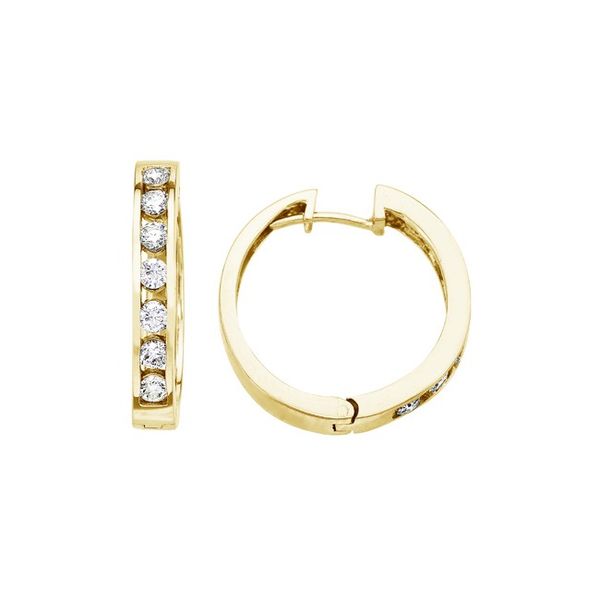 14K Yellow Gold 1 Ct Diamond Hoop Earrings Karen's Jewelers Oak Ridge, TN
