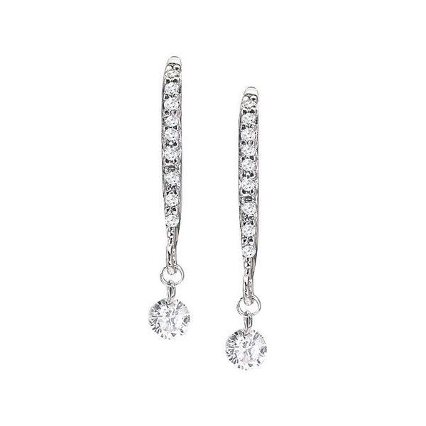 14K White Gold .30 Ct Dashing Diamonds Earrings David Mann, Jeweler Geneseo, NY