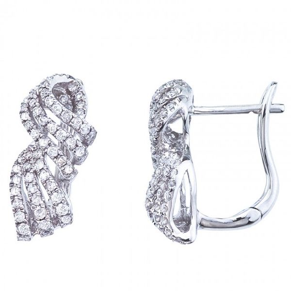 14K White Gold .65 Ct Diamond Ribbon Fashion Leverback Earrings Priddy Jewelers Elizabethtown, KY