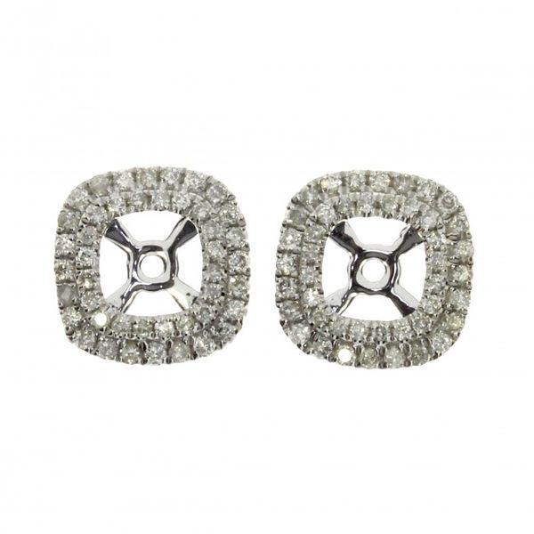 14K White Gold Diamond Cushion Earring Jackets Woelk's House of Diamonds Russell, KS