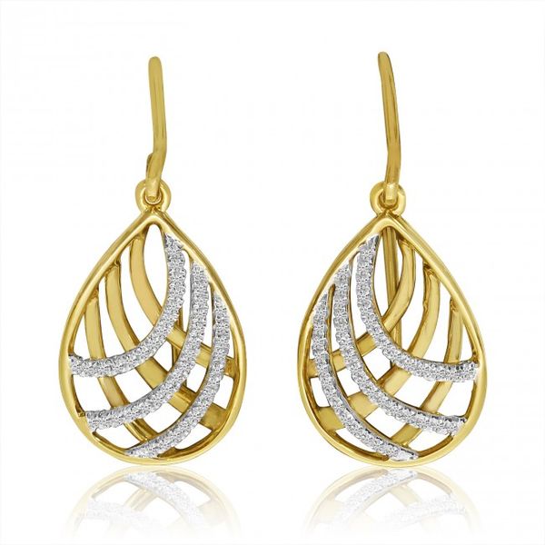 14K Yellow Gold Diamond Cage Pear shape Fashion Earrings Karen's Jewelers Oak Ridge, TN