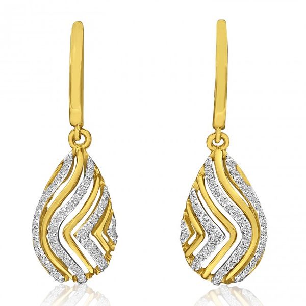 14K Yellow Gold Single Cut Diamonds Woven Teardrop Fashion Earrings Priddy Jewelers Elizabethtown, KY