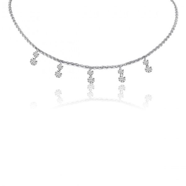 14K White Gold 5 Stone Pierced Double Diamond Dashing Diamond Necklace Lake Oswego Jewelers Lake Oswego, OR
