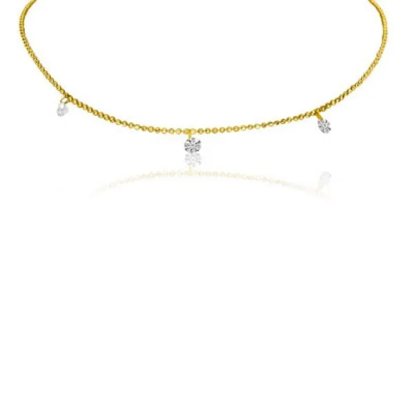 14K Yellow Gold 3 Diamond .30 ct Dashing Diamond 18 inch Cable Chain Necklace Jones Jeweler Celina, OH