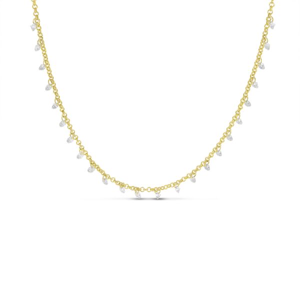 14K Yellow Gold Dashing Diamond 24-Stone Rolo Necklace John Herold Jewelers Randolph, NJ