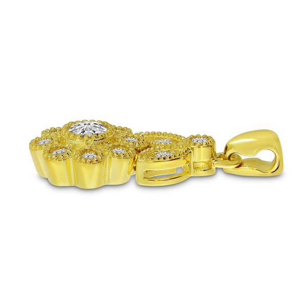 14K Yellow Gold Diamond Flower Pendant Image 3 John Herold Jewelers Randolph, NJ
