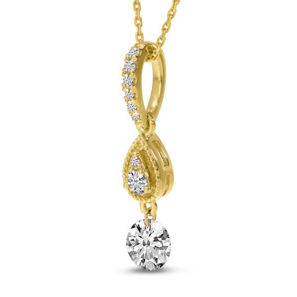 14K Yellow Gold Dashing Diamond Pierced Diamond Teardrop Pendant Image 2 Windham Jewelers Windham, ME