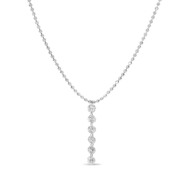 14K White Gold Dashing Diamond 6 Pierced Diamonds Bead Chain Necklace The Jewelry Source El Segundo, CA